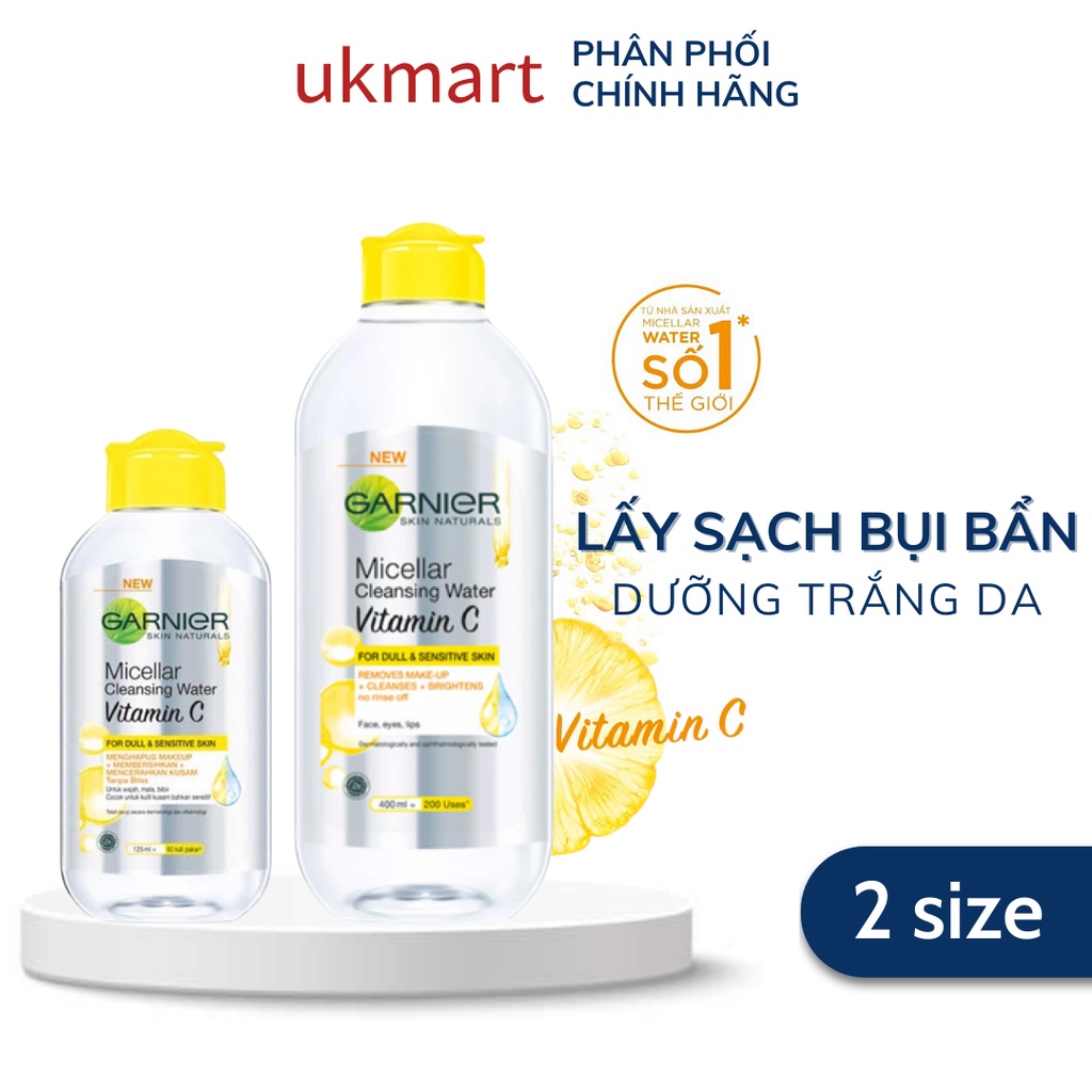 Nước Tẩy Trang Garnier Vitamin C Làm Sáng Da Micellar Cleansing Water Vitamin C Chính Hãng