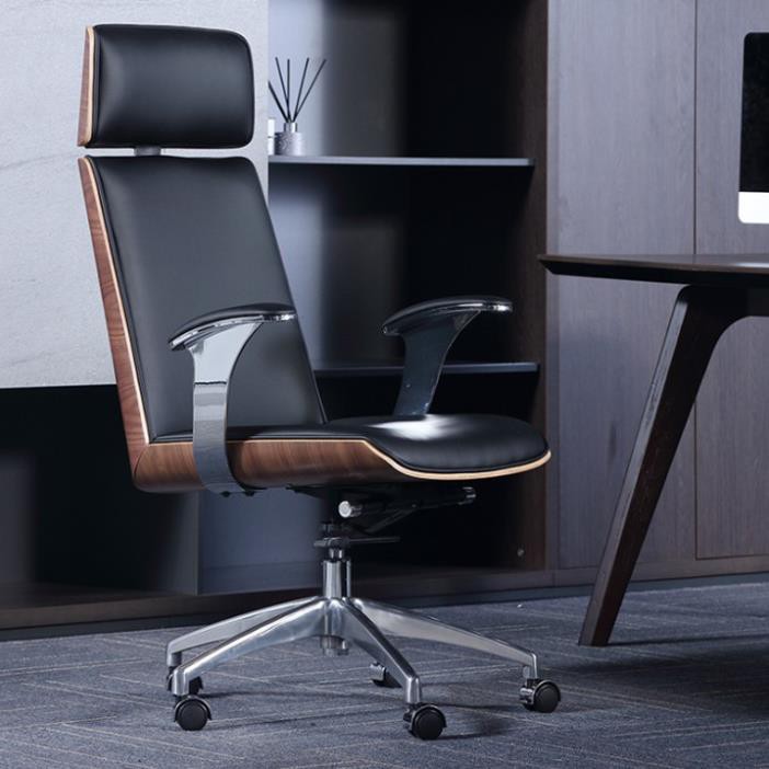 Ghế giám đốc bọc da Pu cao cấp Ghế xoay văn phòng Ghê văn phòng Chân sắt bằng thép không rỉ - (Loại có tay) | BigBuy360 - bigbuy360.vn