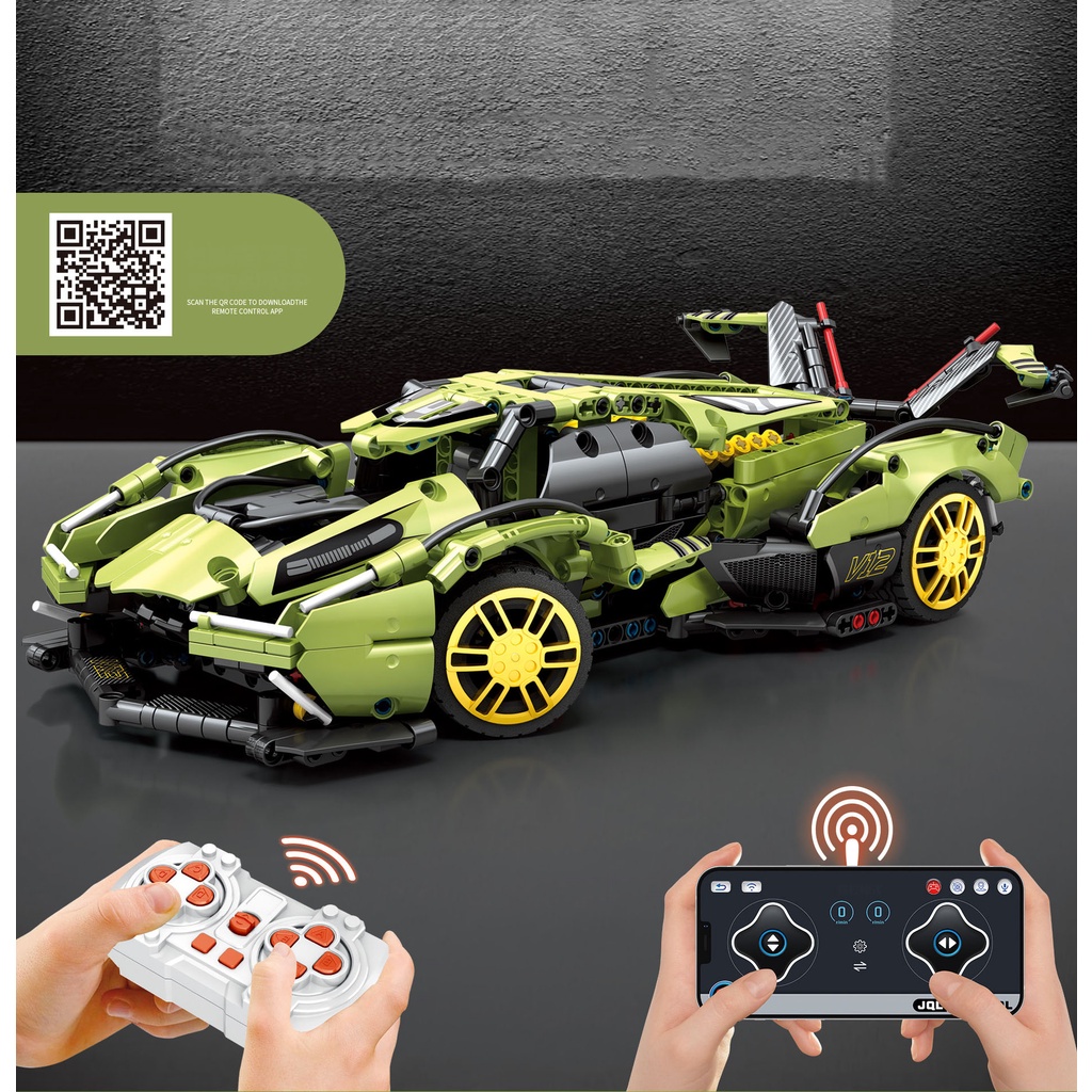 Đồ Chơi Lắp Ráp Xếp Hình Siêu Xe Ô Tô Điều Khiển Từ Xa 2 Chế Độ Điều Khiển Lamborghini V12 SY8553 Với 1039 chi tiết