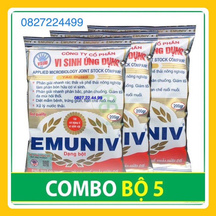 5 Gói  - Chế phẩm vi sinh EM dùng ủ phân cá, xử lý rác thải hữu cơ 200gr