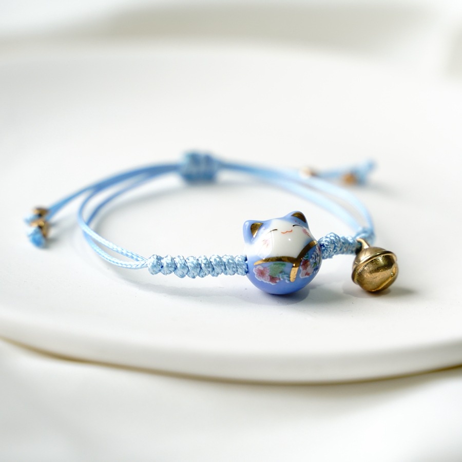 Vòng Đeo Tay Dây Bện Phối Mặt Sứ / Mèo Thời Trang Cho Nữ