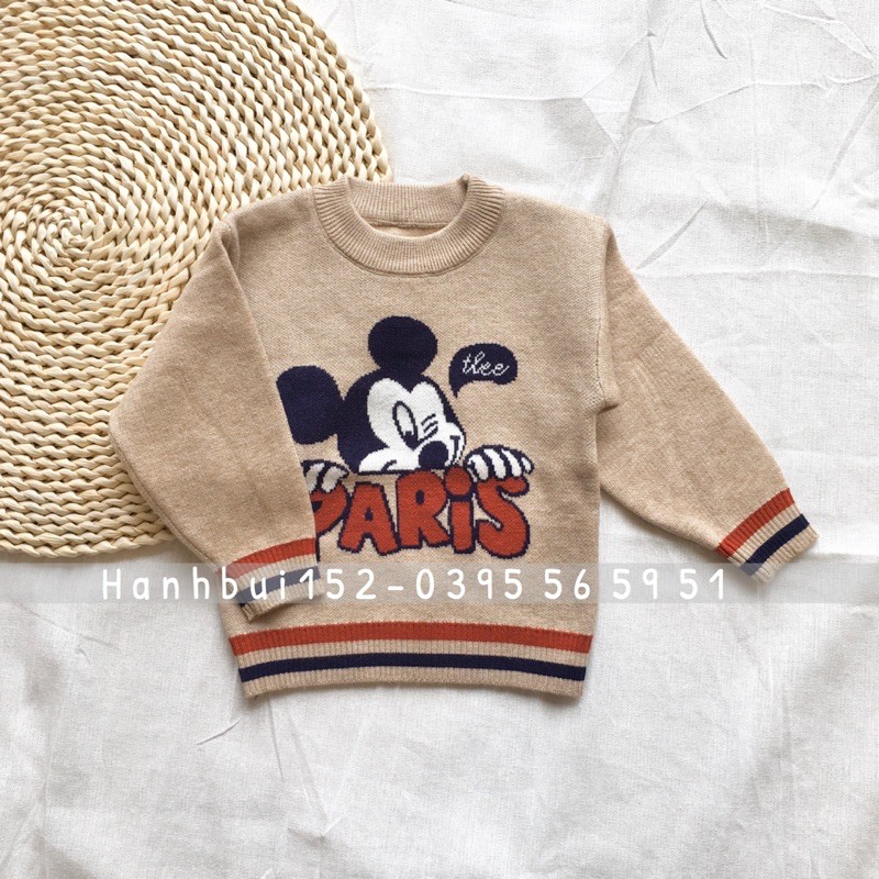 [Mã FASHIONXANH15 giảm 10K đơn 50K] Áo len Mickey 2 lớp Quảng Châu cho bé size từ 80/90/100/110