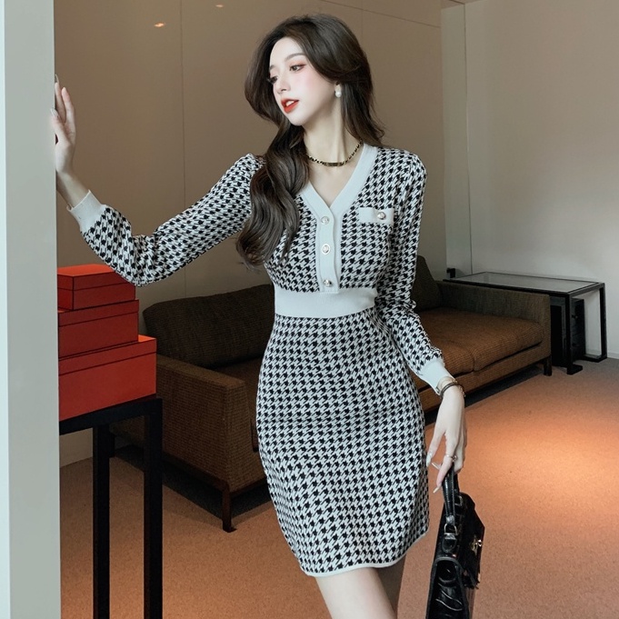 [ORDER] Đầm Len Dài Tay - Váy Len Dáng Ngắn Mùa Thu Phong Cách Hàn Quốc VD133 ICC Official Store