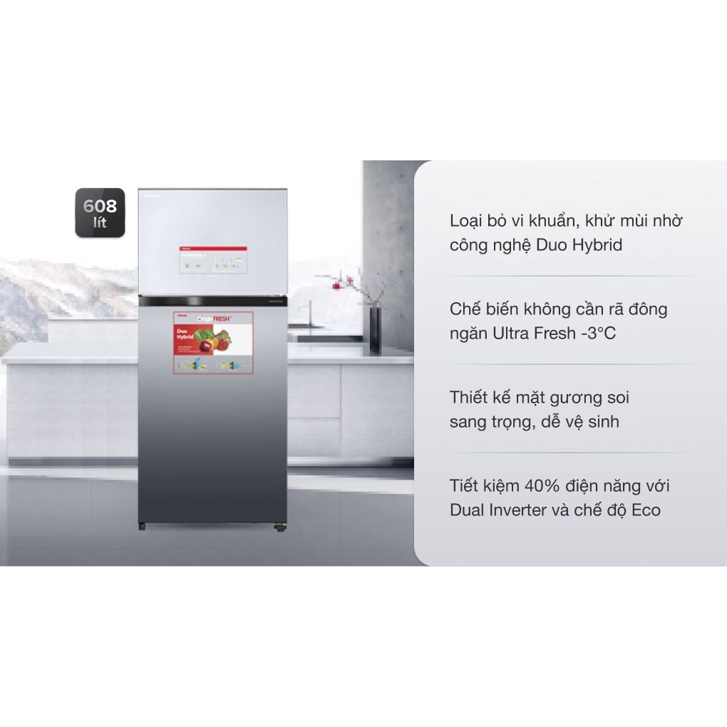Tủ Lạnh TOSHIBA Inverter 608 Lít GR-AG66VA - dienmaykhore