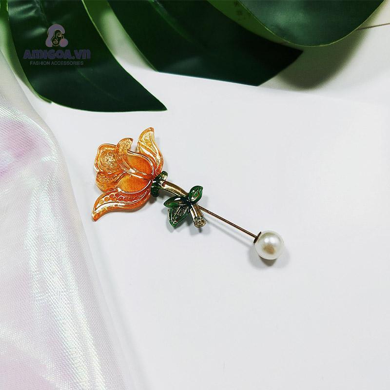 Ghim Cài Áo Hình Bông Hoa Đính Pha Lê
