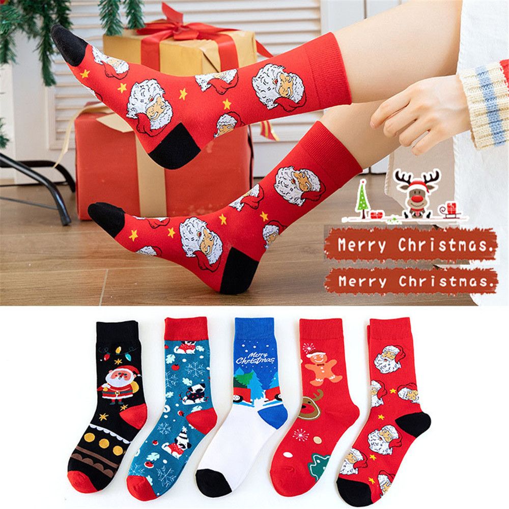 Tất cotton in họa tiết chủ đề Giáng sinh xinh xắn dành cho nữ