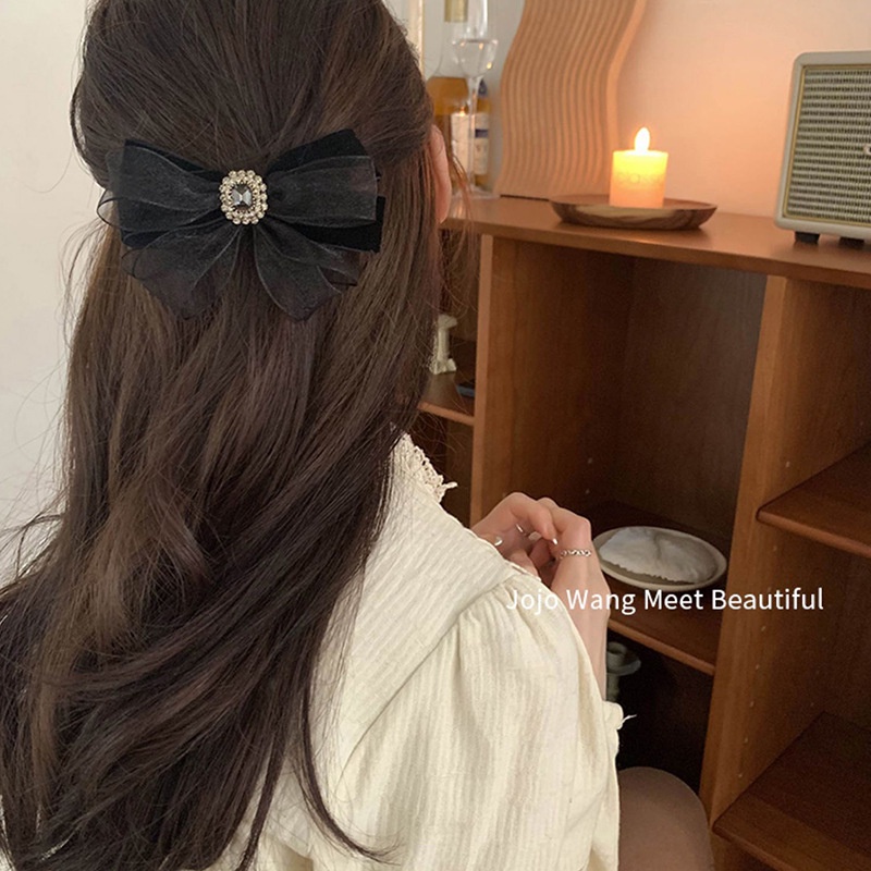 Kẹp Tóc Nơ Vải Nhung Phong Cách Hàn Quốc