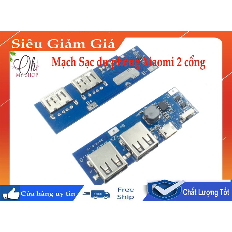Mạch sạc dự phòng - Mạch sạc dự phòng Xiaomi gen 2s (2 cổng) - Bằng pin LIthim-Polymer- Chuẩn Xịn