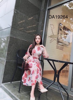 ĐẦM XOÈ LỤA IN HOẠ TIẾT HOA 3D