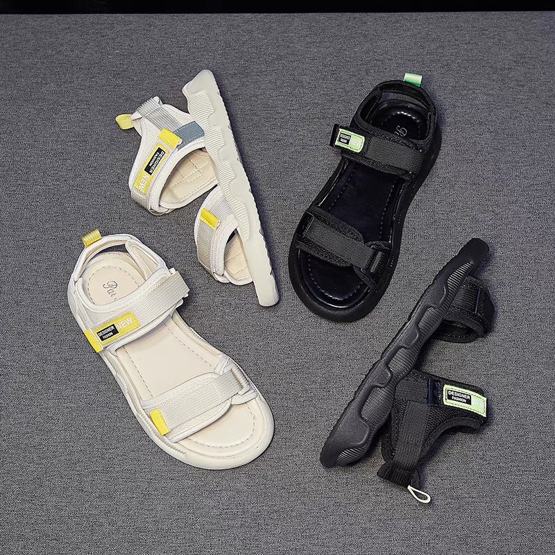 Sandal Nữ Quai Dán FIN Hàn Quốc Quai 3 Màu Hot Trend