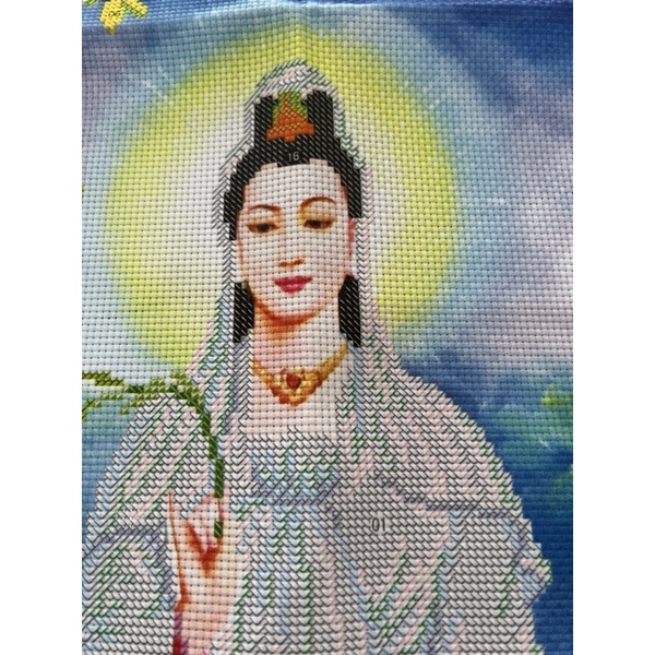 Tranh đính đá - Tranh thêu phật bà Quan Thế Âm Bồ Tát 3D Ailuo AL53400 77438 |45x62cm|_CHƯA THÊU