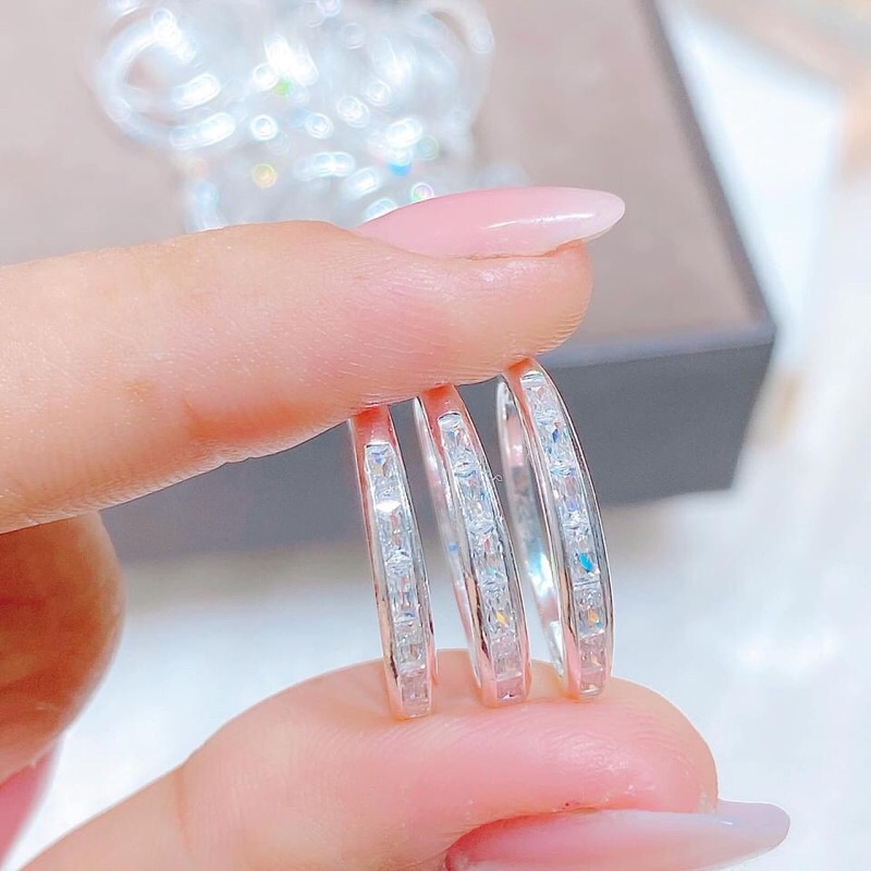 NHẪN ĐÁ GẾT CỰC SÁNG BÓNG CHUẨN BẠC S925