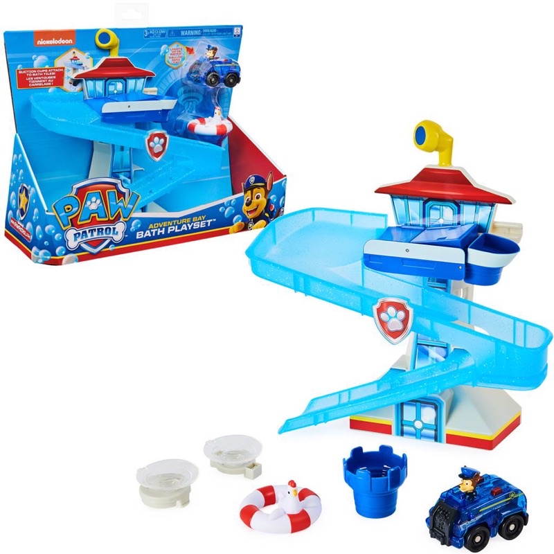 Đồ chơi Paw Patrol set Chase cầu trượt có 2 nút bám đằng sau và phát sáng khi chạm nước