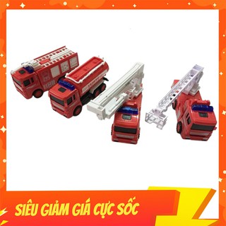 Đồ Chơi Xe Cứu Hỏa Chạy Đà Cót, Gồm 4 Xe Khác Nhau, Màu Đỏ Đẹp, Thiết Kế Mô Phỏng Thật
