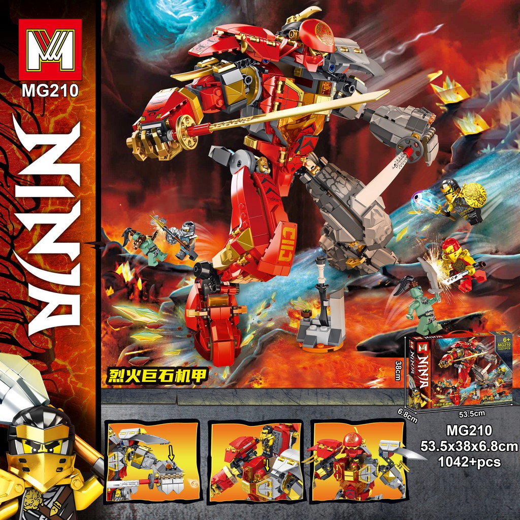 Đồ chơi lắp ráp Lego Ninjago MG 210 Xếp Mô Hình Ninja Robot Mech Season Phần 13 Minifigures Kai Cole Nya 1042 chi tiết