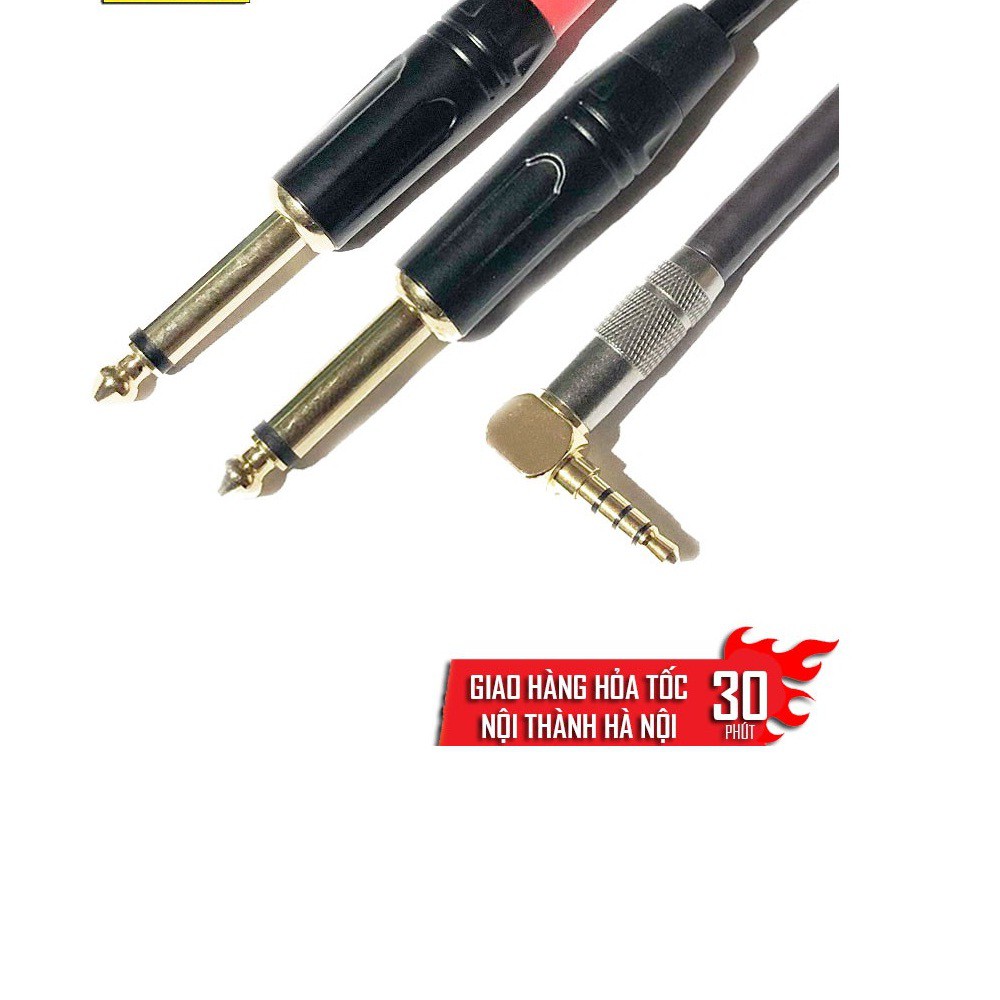 Dây Livestream 3.5mm Bẻ Góc 90 Độ Ra 2 Đầu 6.5mm: Dùng Cho Sound Card, Mixer Dài 1,5m - cao cấp