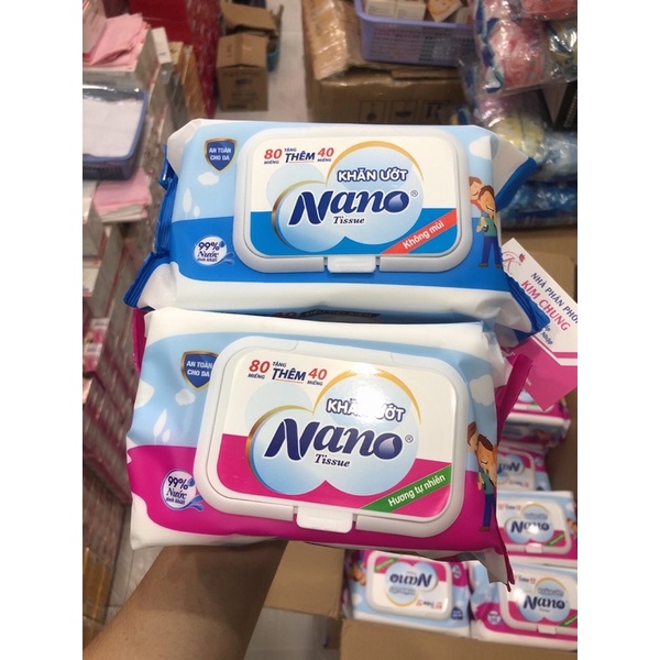 Khăn giấy ướt Nano Tissue 120 miếng (Gói lớn tiện lợi)