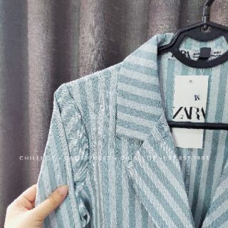 Blazer Kẻ Xanh VNXK ( Ảnh Thật)