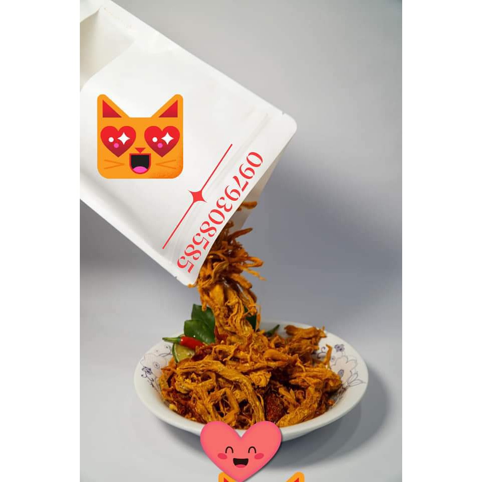 Khô heo, khô lợn cháy bơ tỏi sợi to 100gr loại đặc biệt cay vừa, đồ ăn vặt Hà Nội