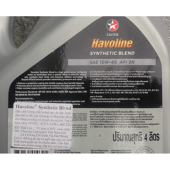 [ CHÍNH HÃNG ] Nhớt động cơ ô tô xăng Havoline Synthetic Blend 10w40 / 5w30 [ 4L ]