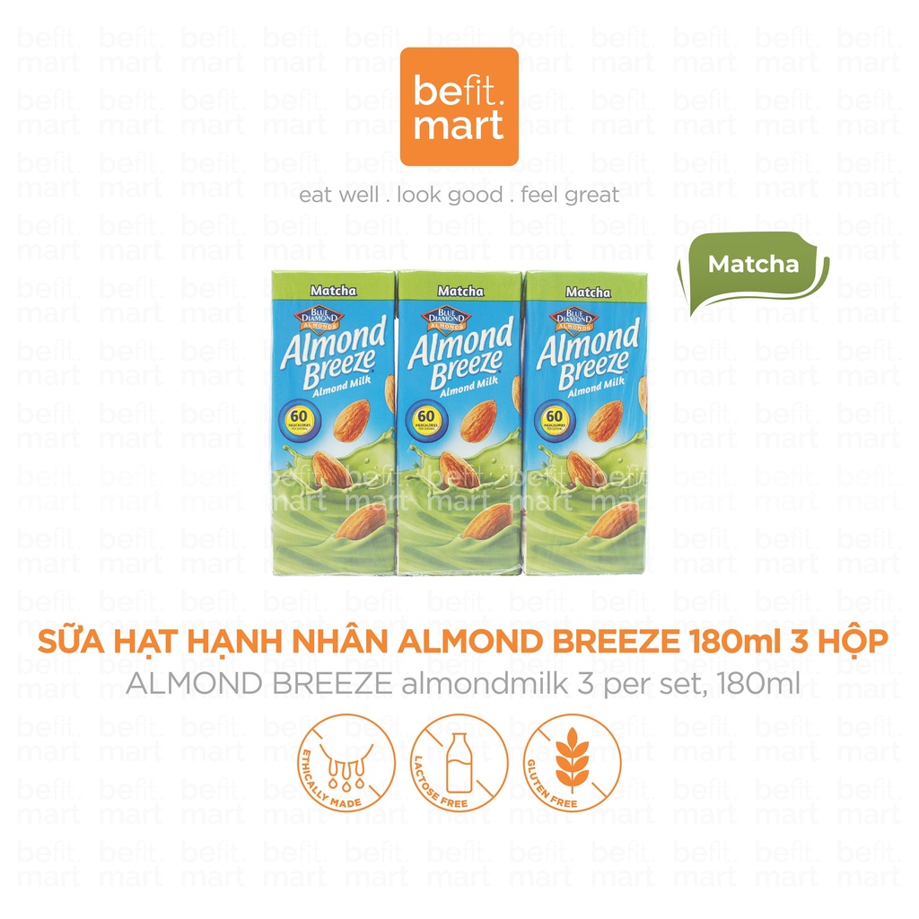 Sữa Hạt Hạnh Nhân Almond Breeze (Không Đường) Lốc 180ml - befit.mart21