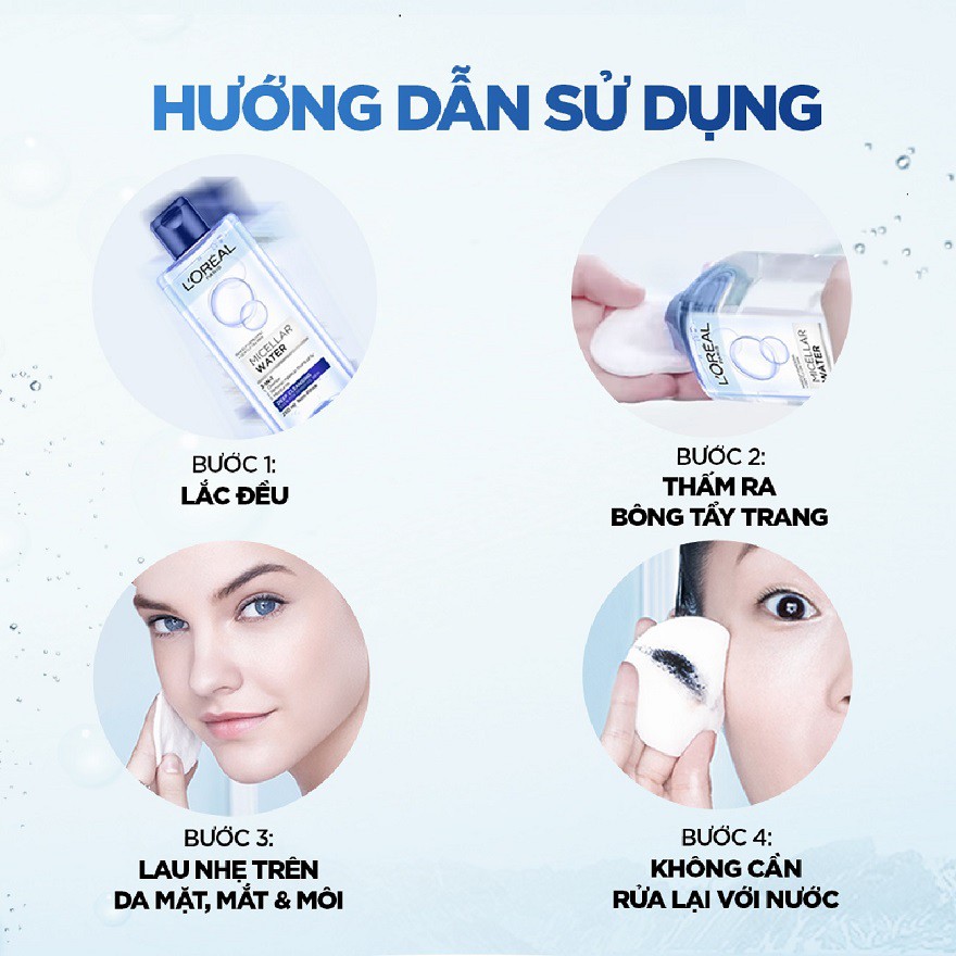 [Mã FMCGWS56 giảm 8% đơn 250k] Nước Tẩy Trang L'oreal Micellar Water Deep Cleansing 3 In 1 Làm Sạch Sâu 95ml