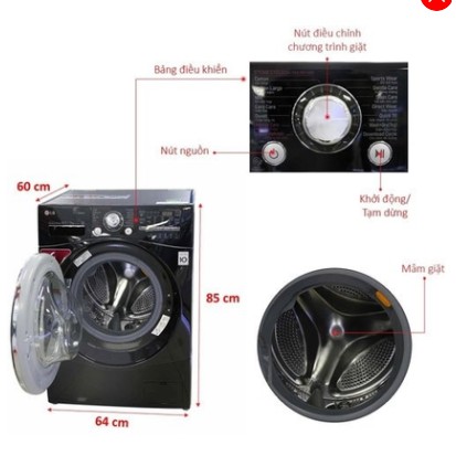 Máy giặt/sấy Inverter LG 10.5/7.0 Kg F1450HPRB