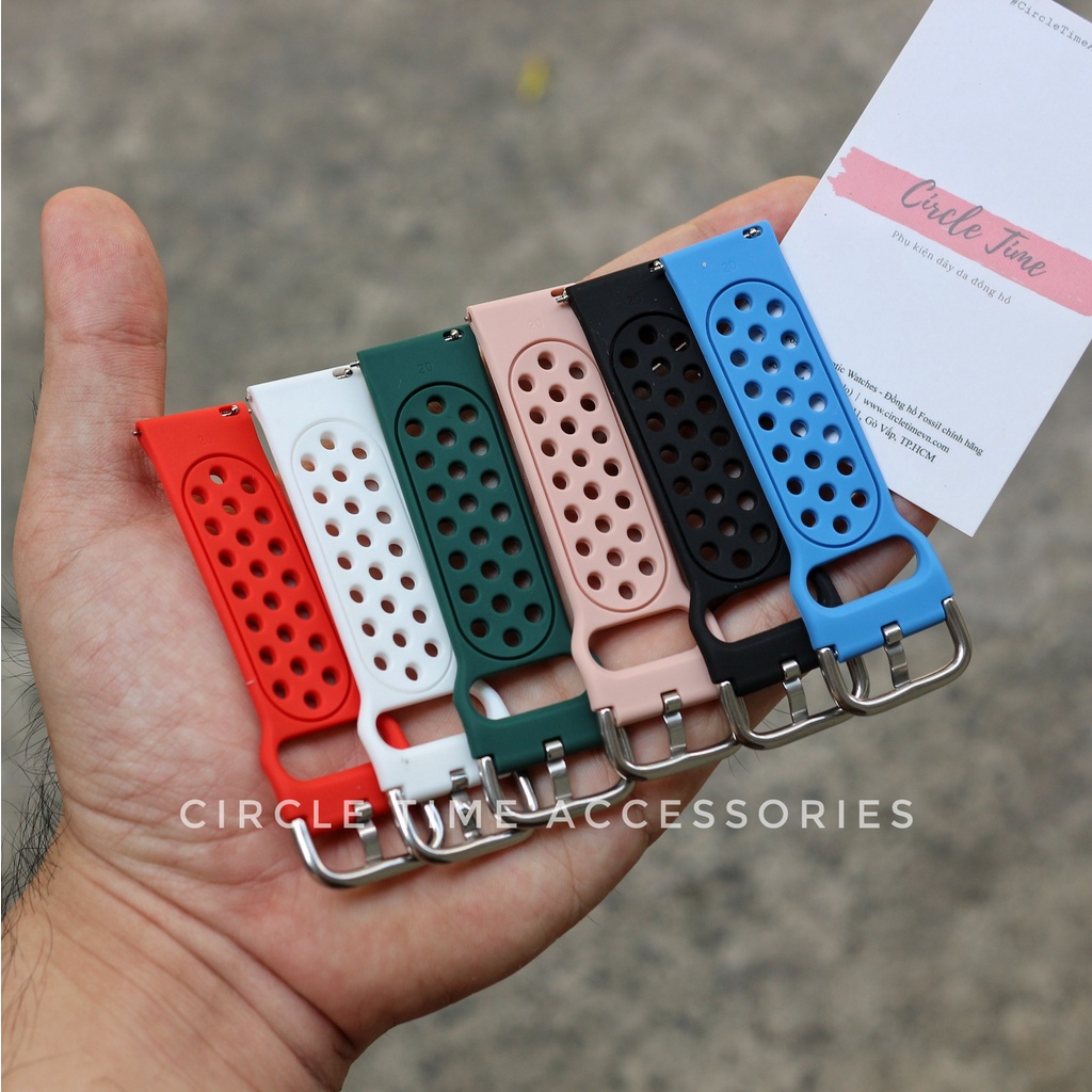 Dây đồng hồ cao su chốt thông minh thoáng mát size 20 và 22 cho đồng hồ thông minh và truyền thống - CT03C