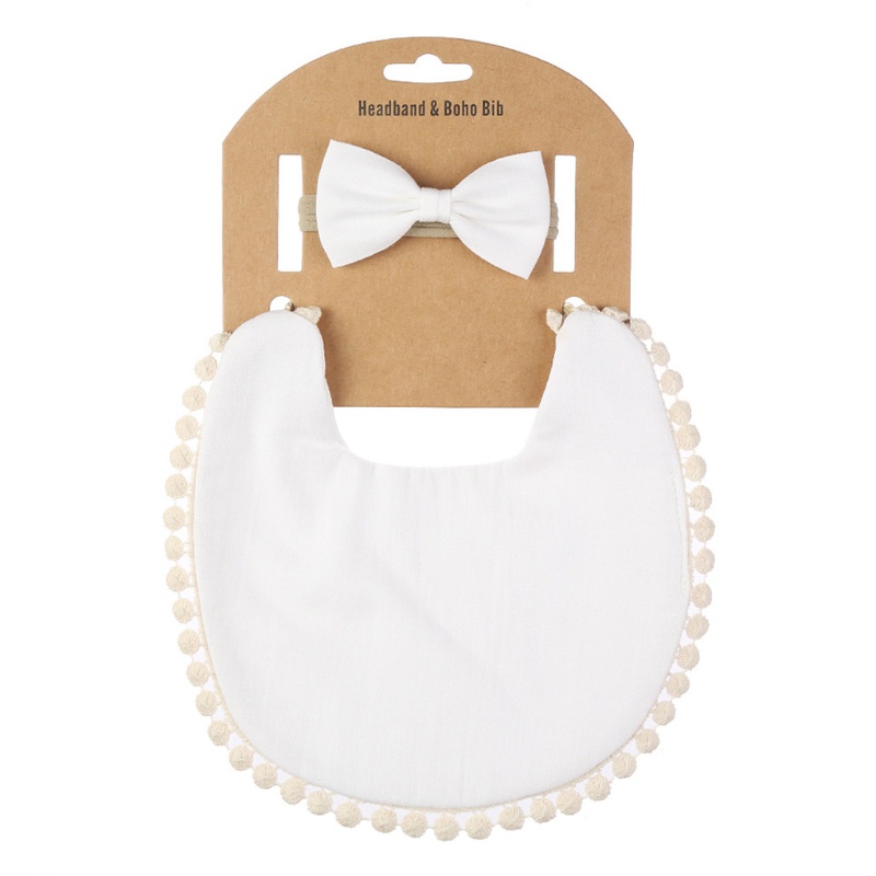Set 2 Yếm Ăn Vải Cotton Mềm Màu Trơn Thắt Nơ Hình Tam Giác