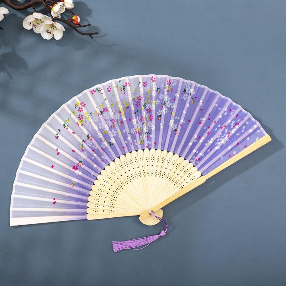 Quạt Gấp Cầm Tay TAYLOR1 Bằng Tre Và Lụa Họa Tiết Nghệ Thuật Phong Cách Trung Hoa 1 Cái