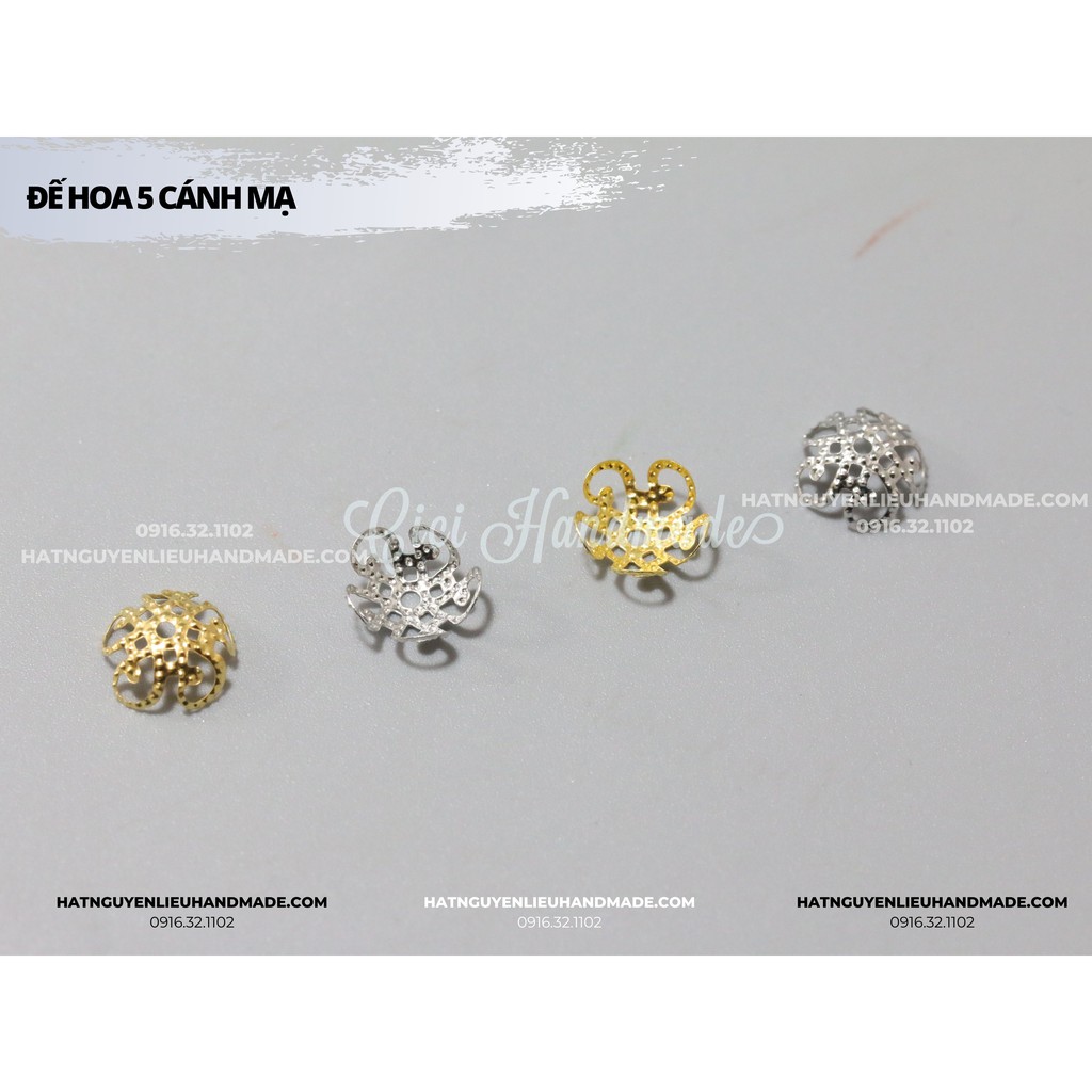 Túi 30c Đế hoa 5 cánh mạ 10mm Cici Handmade hạt cườm nguyên liệu tự làm kẹp tóc đính kết váy hạt đá DIY