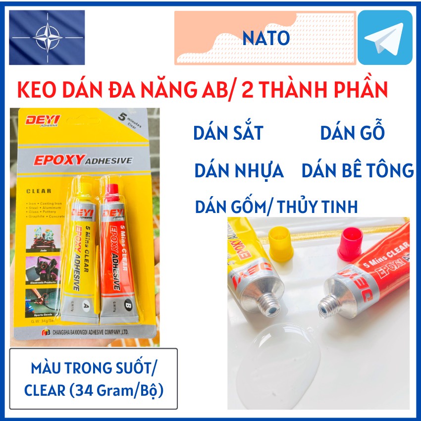 Keo dán đa năng epoxy 2 thành phần trong suốt
