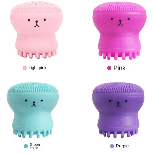 [Hàng mới về] Cọ Rửa Mặt Silicone Hai Đầu Hình Bạch Tuộc Đa Năng Xinh Xắn