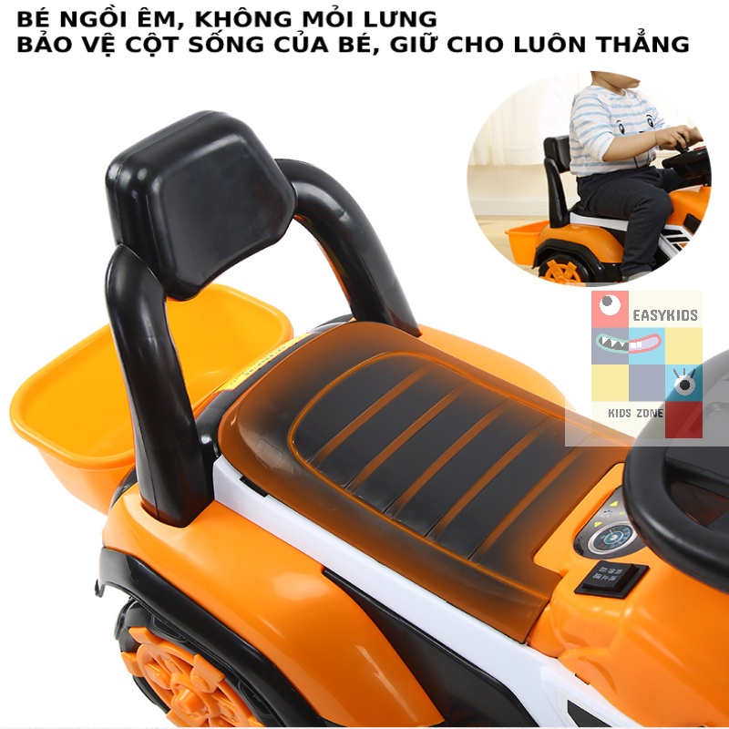 [Có sẵn] Xe cẩu điện cho bé cỡ lớn EASYKIDS có thể điều chỉnh cần múc phù hợp trẻ em 2 - 6 tuổi