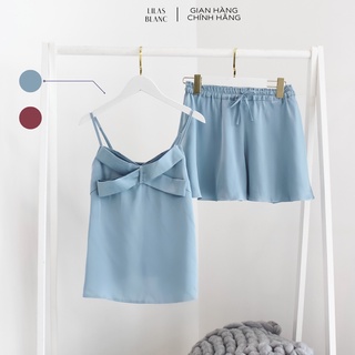Bộ đồ lụa Pyjama Nữ LILAS BLANC Bow Cami Set Kiểu Dáng Hai Dây Sang Trọng