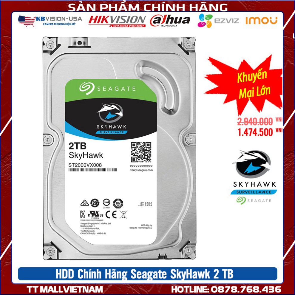 {giá lẻ=giá sỉ} Ổ Cứng HDD Seagate Skyhawk 2TB