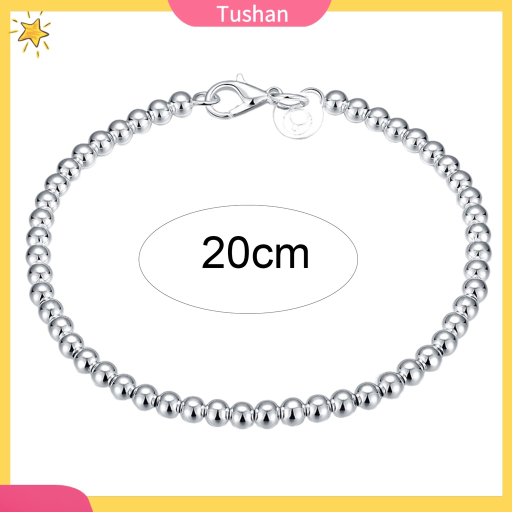 Vòng đeo tay chuỗi hạt mạ bạc xinh xắn thời trang dành cho nữ