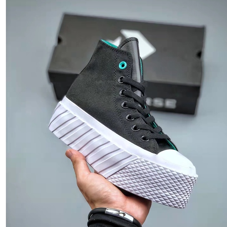 Giày Thể Thao Converse Cổ Cao Đế Dày Khóa Cài Màu Xanh Bạc Hà - 1509