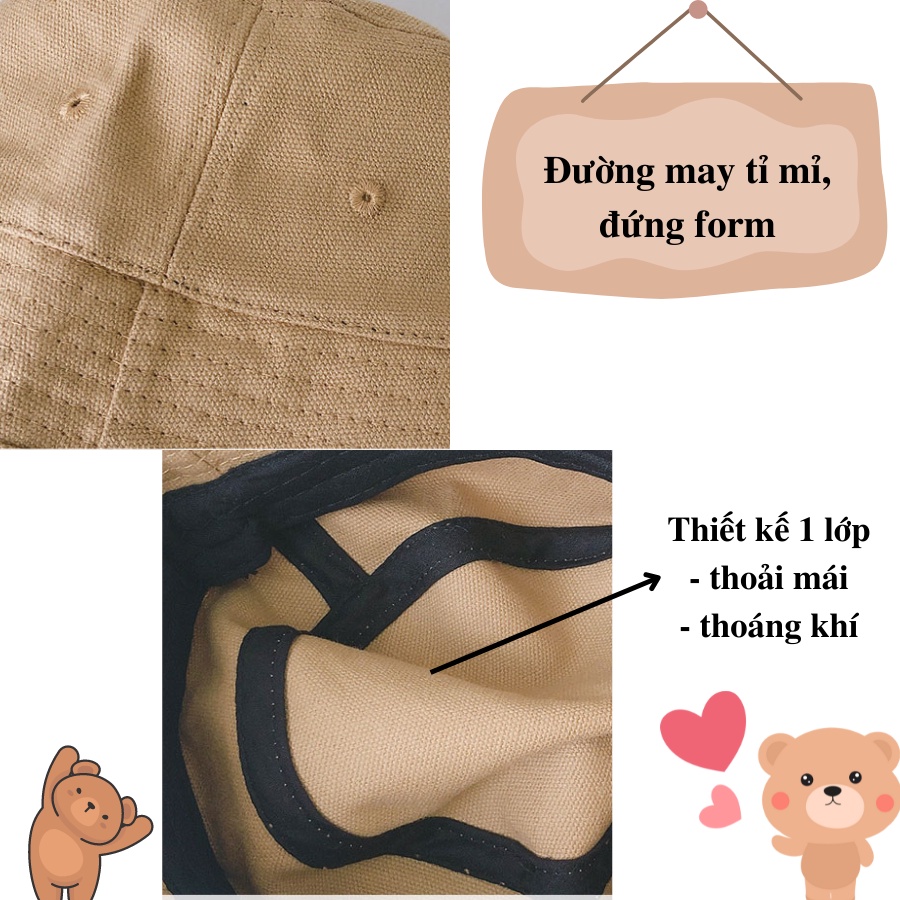 Mũ cho bé gái bé trai bucket kaki Bunny Store, nón vành cho bé phù hợp trẻ em từ 1 đến 6 tuổi phong cách Hàn Quốc PKM01