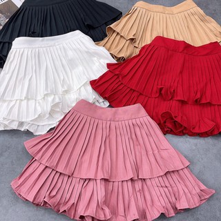 chân váy 2 tầng dập ly xoè