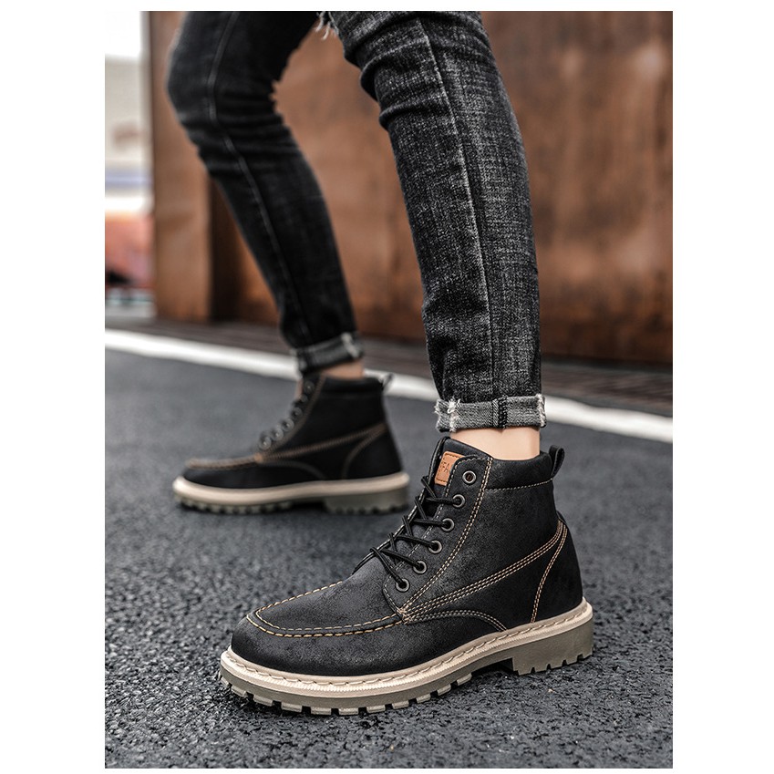 Giày cao cổ nam Fashion da cao cấp đế khâu kiểu dáng bụi bặm đường phố | BigBuy360 - bigbuy360.vn