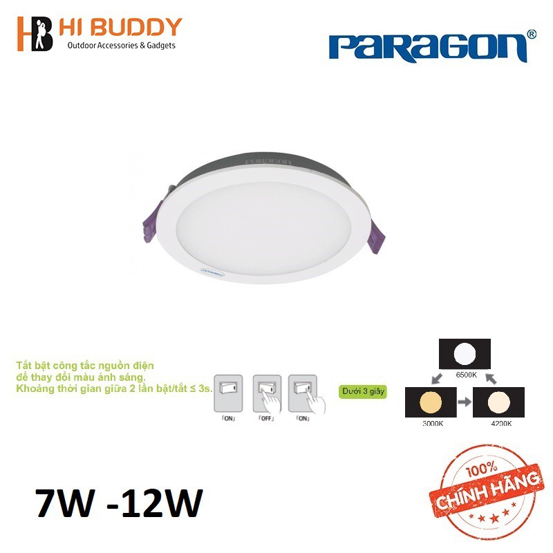 Bộ Đèn LED Paragon Downlight 7W/ 9W/ 12W Có Đổi Màu (PRDMM Series) Hàng Chính Hãng – HIBUDDY