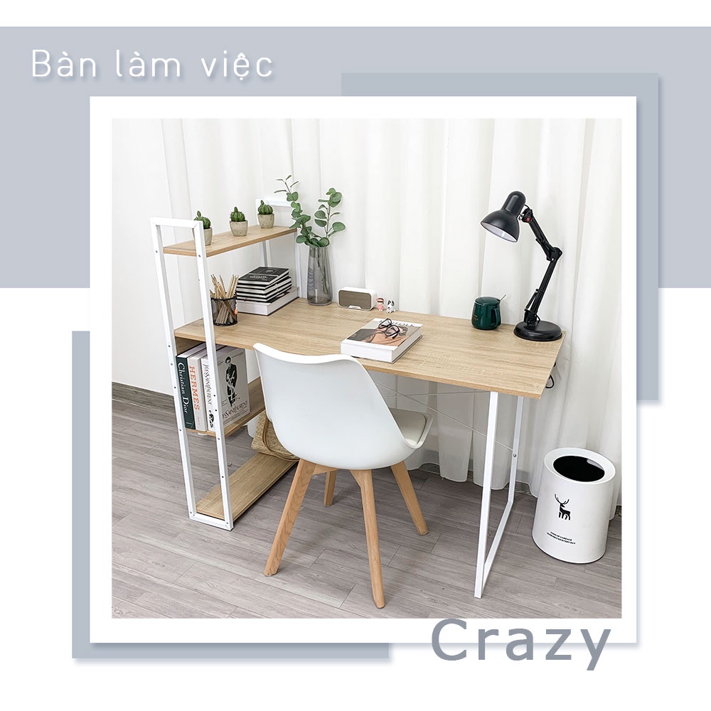 Bàn Máy Tính IGA Kết Hợp Giá Sách Crazy Chính Hãng GM12