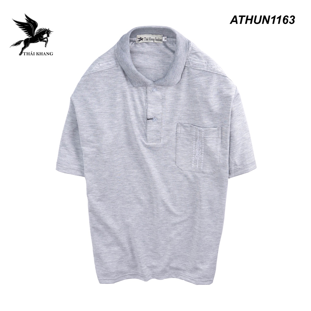 áo thun nam có cổ trung niên tay ngắn Thái Khang vải cotton mát ATHUN13