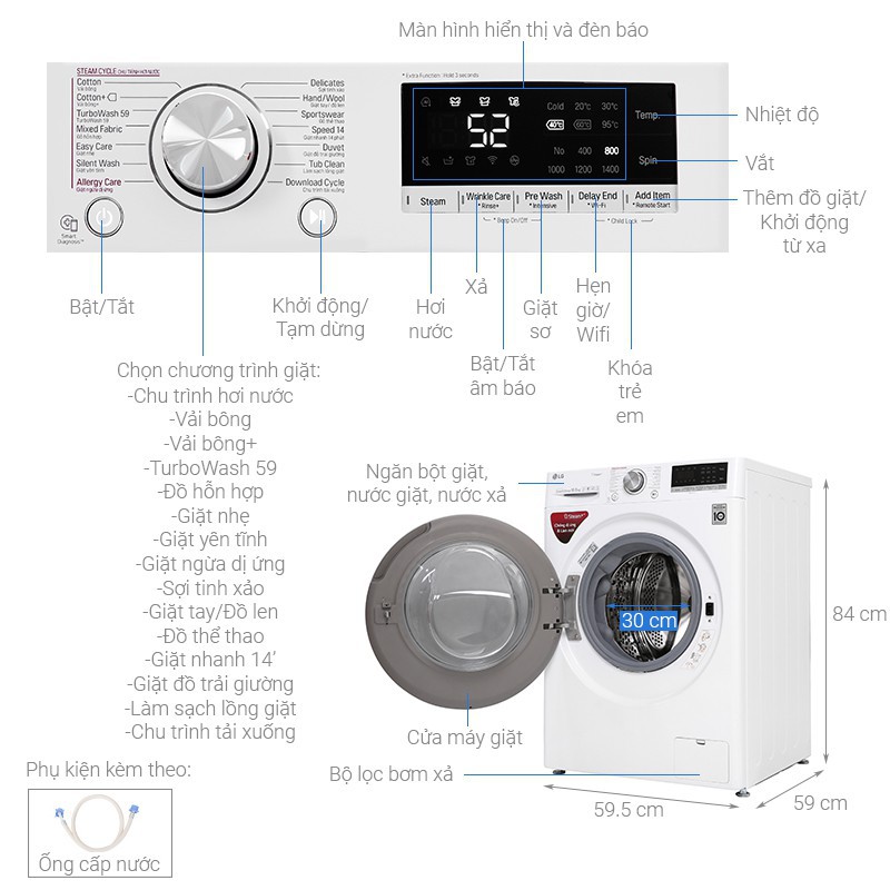 Máy giặt LG FV1450S3W Inverter 10.5 kg |LG FV1450S3W