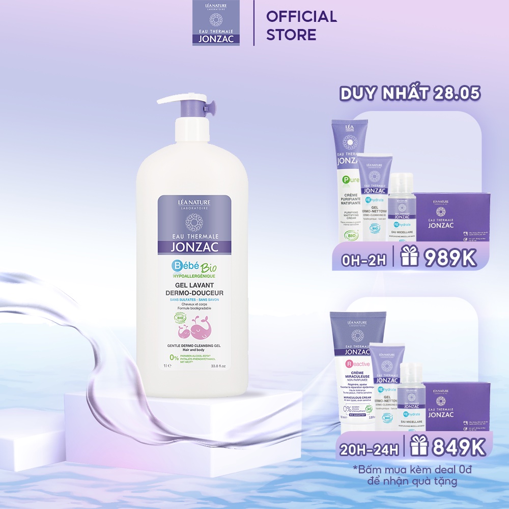 Sữa Tắm Gội Hữu Cơ Dịu Nhẹ Cho Bé Eau Thermale Jonzac Bébé Bio Gentle Dermo Cleansing Gel 500ml