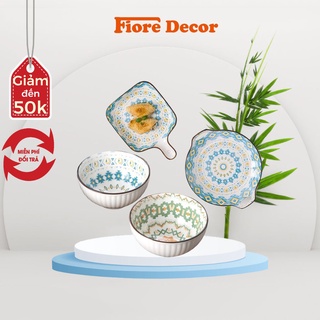 Bát đĩa sứ decor phong cách Bohemia , bát ăn cơm bằng sứ cao cấp Fiore