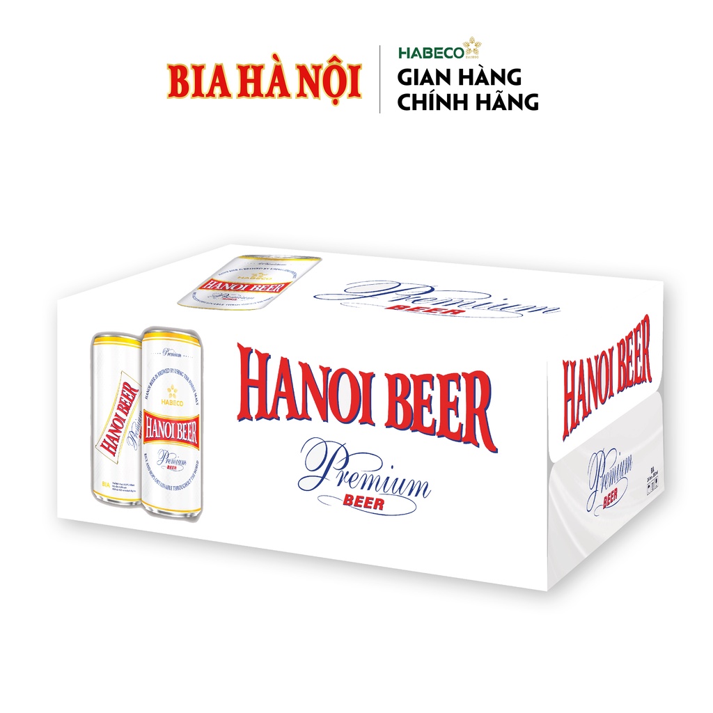 HỎA TỐC HÀ NỘI - Thùng 24 lon Hanoi Premium Beer - HABECO (330ml/lon) - Phiên bản lon cao