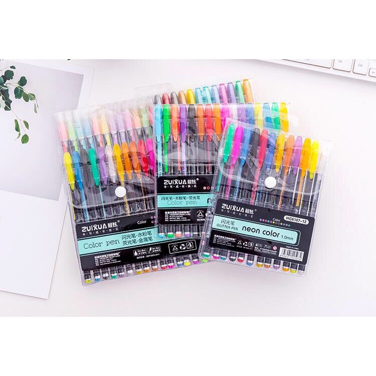 Bộ bút nhũ kim tuyến 36 màu hàng đẹp,bút gel Neon Color CHÍNH HÃNG