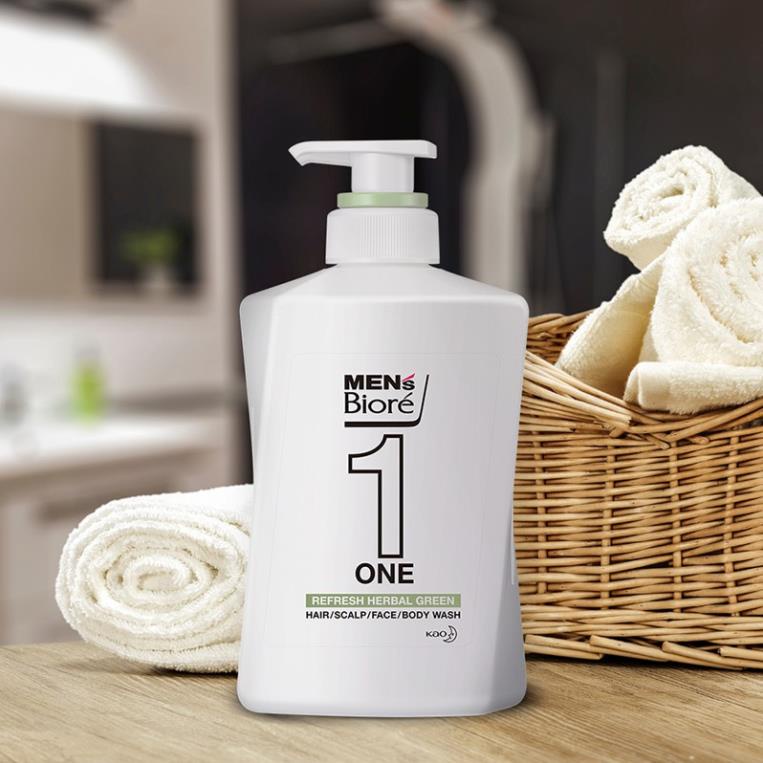 Sữa Tắm Gội Rửa Mặt Men’S Bioré One Hương Thảo Mộc , hương nước hoa 480Ml